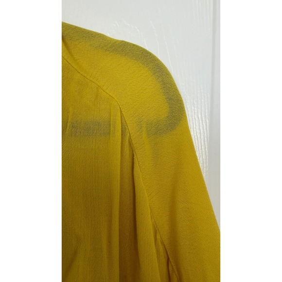 Premme Mustard Yellow Rayon Wrap Crop Top Short Sleeve Marigold Size 0 - Picture 5 of 11